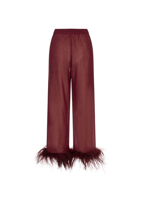 Pantaloni Lumiere Con Piume Bordeaux OSEREE | LPF213-LUREX PLUMAGEBURGUNDY